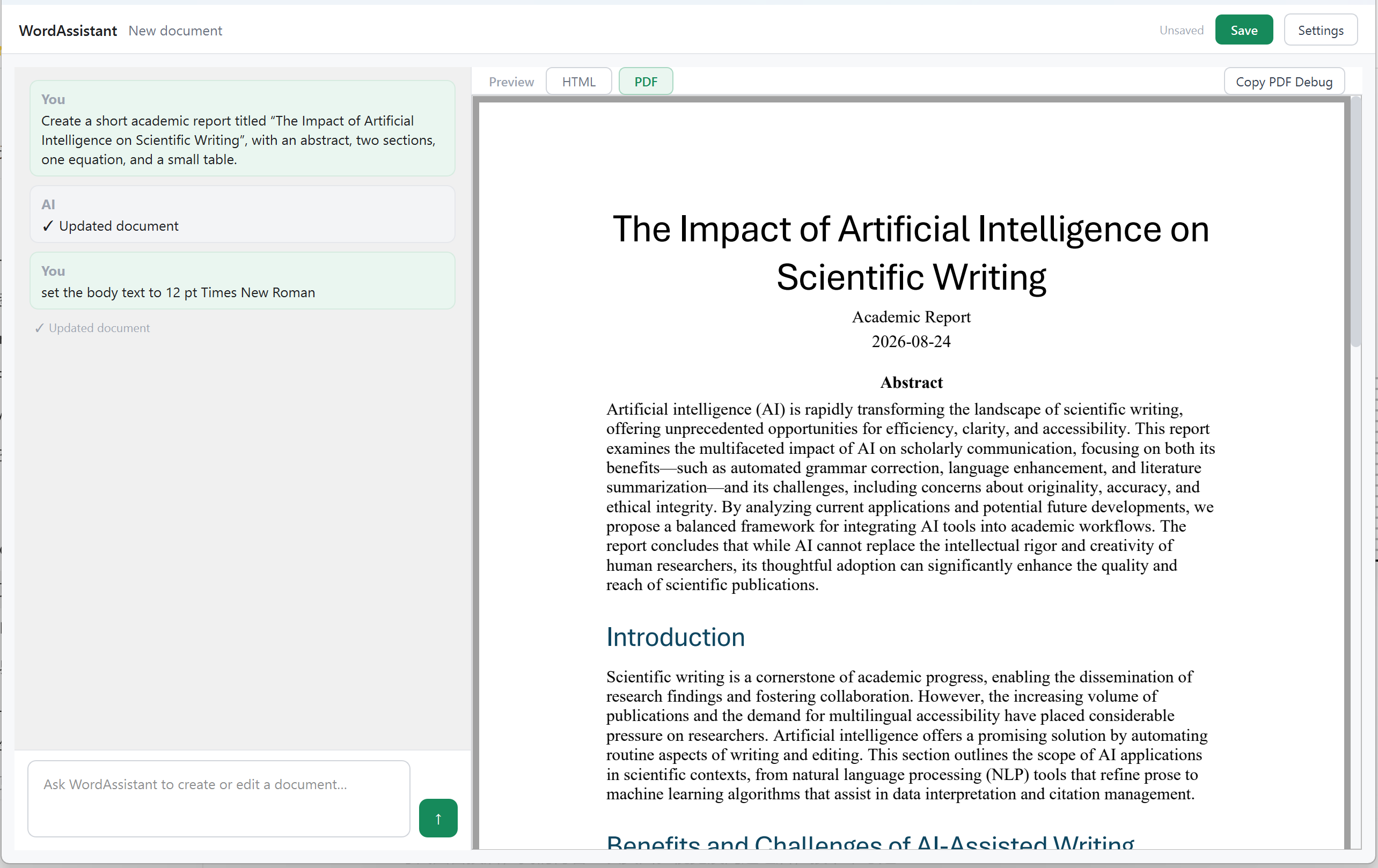 WordAssistant main window